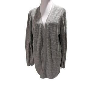 J. JILL Women's Cotton Acrylic Sweater Open Cardigan Gray Petite Size Medium PM